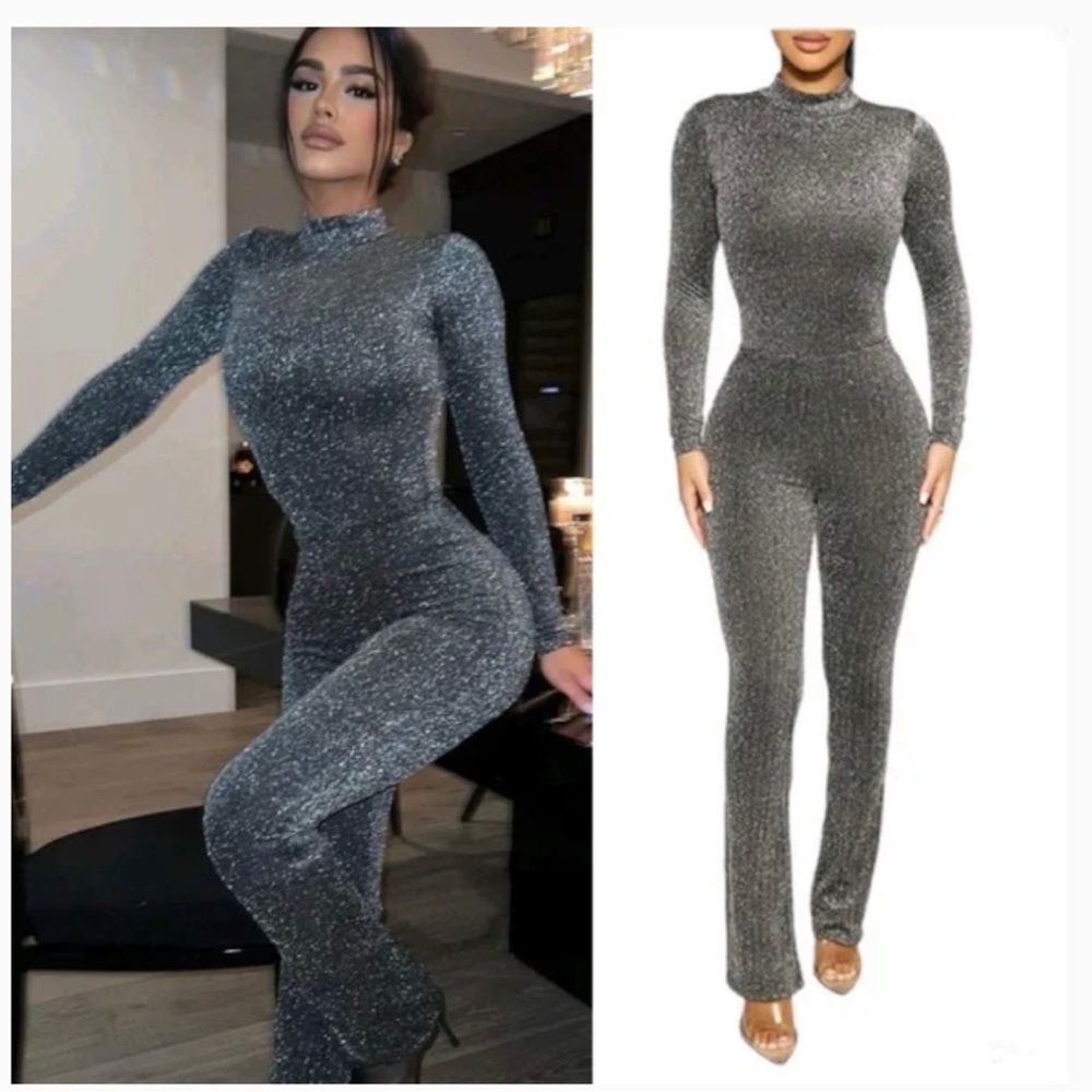 Naked wardrobe, dark black sparkly silver pants